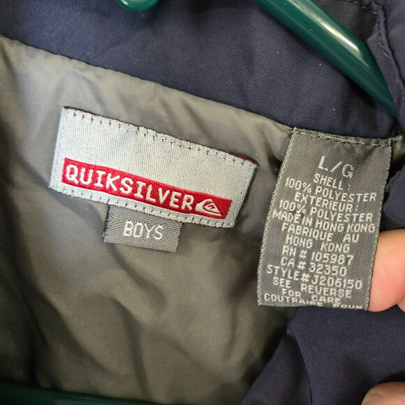 Vtg Quiksilver Boys LG Colorblock Active Track Jacket Polyester Zip-Up Navy Grey - Picture 7 of 12